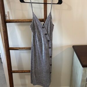 Striped Black and White Button Dress